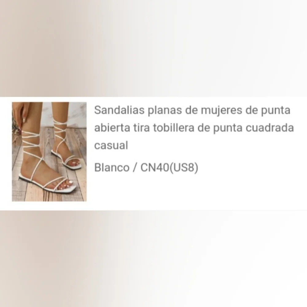 Women white open toe lace up flat sandals - Picture 9 of 9